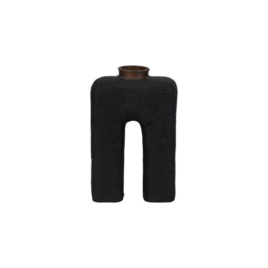 ECOMIX, 15"H ABSTRACT VASE, BLACK