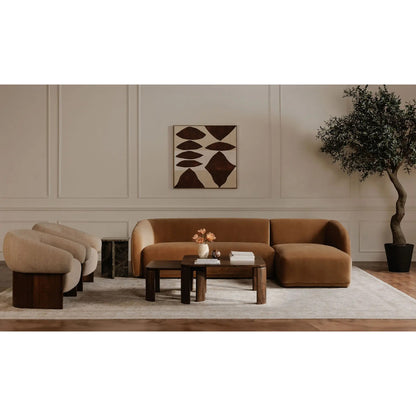 FAYE SECTIONAL TAN FAUX MOHAIR RIGHT
