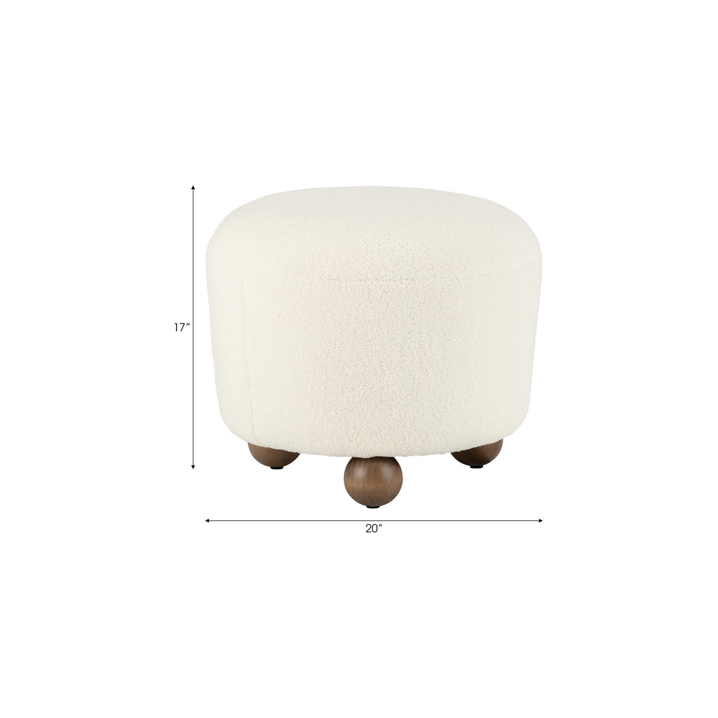 ROUND OTTOMAN W/ BALL FEET, BEIGE