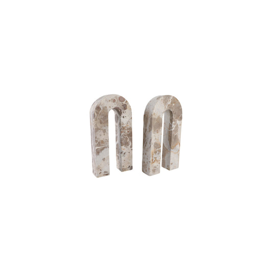S/2 12" POMPANO BEIGE MARBLE ARCHES