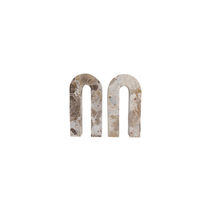 S/2 12" POMPANO BEIGE MARBLE ARCHES