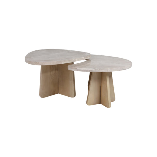 S/2 20/40" CORVUS MARBLE AND WOOD COFFEE TABLE - S
