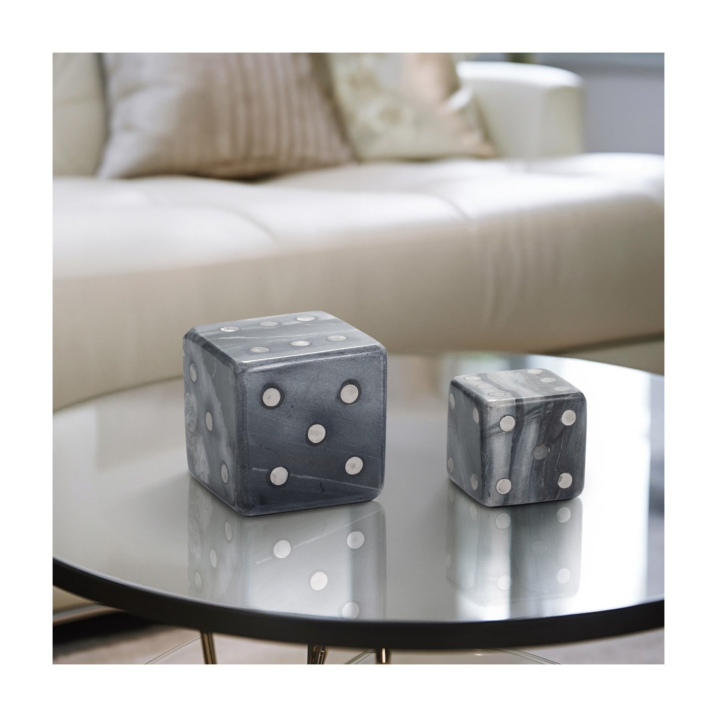 S/2 3/4" MISTRY GREY MARBLE DICE