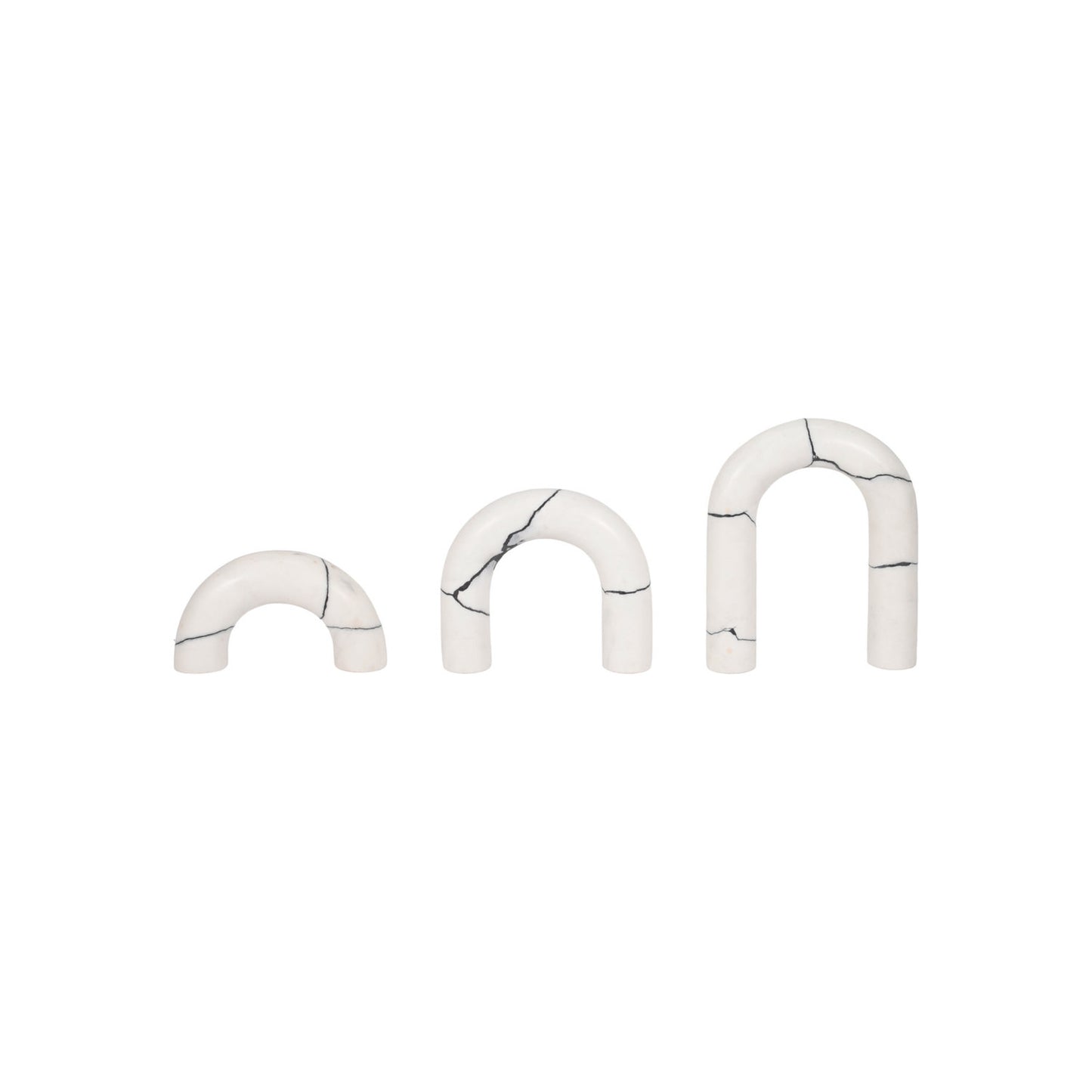 S/3 5/7/8" REAKA WHITE MARBLE ARCHES