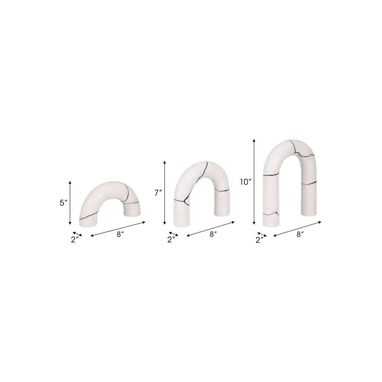 S/3 5/7/8" REAKA WHITE MARBLE ARCHES