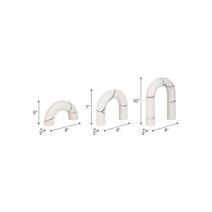 S/3 5/7/8" REAKA WHITE MARBLE ARCHES