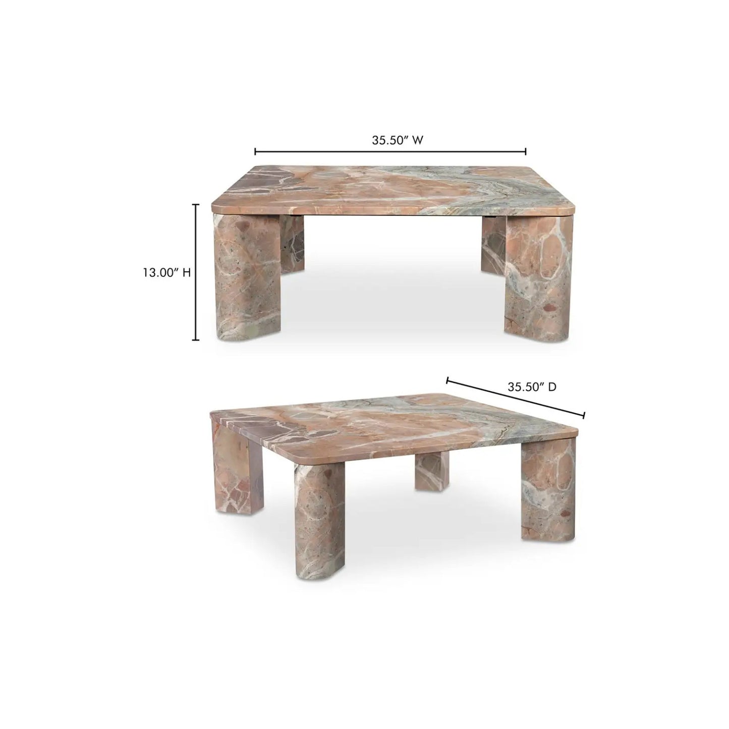 SEGMENT COFFEE TABLE ORANGE LEVANTE MARBLE -KXM