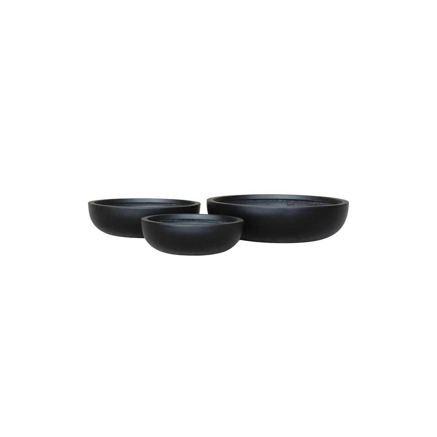 S/3 13/17/21" LOW BOWL PLANTERS, BLACK