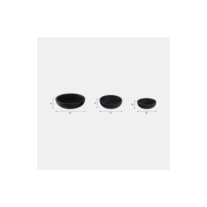 S/3 13/17/21" LOW BOWL PLANTERS, BLACK