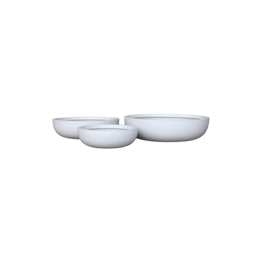 S/3 13/17/21" LOW BOWL PLANTERS, WHITE
