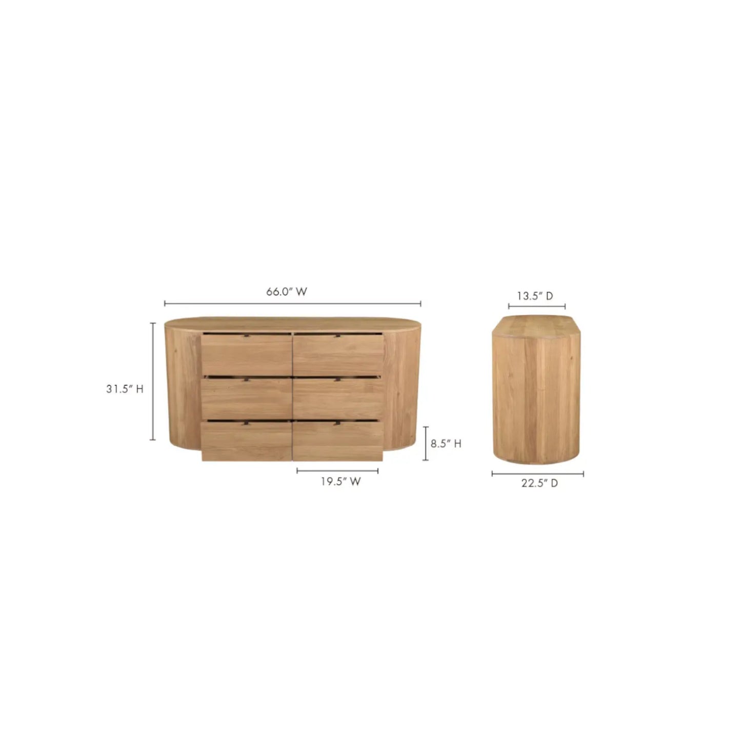 THEO 6 DRAWER DRESSER NATURAL