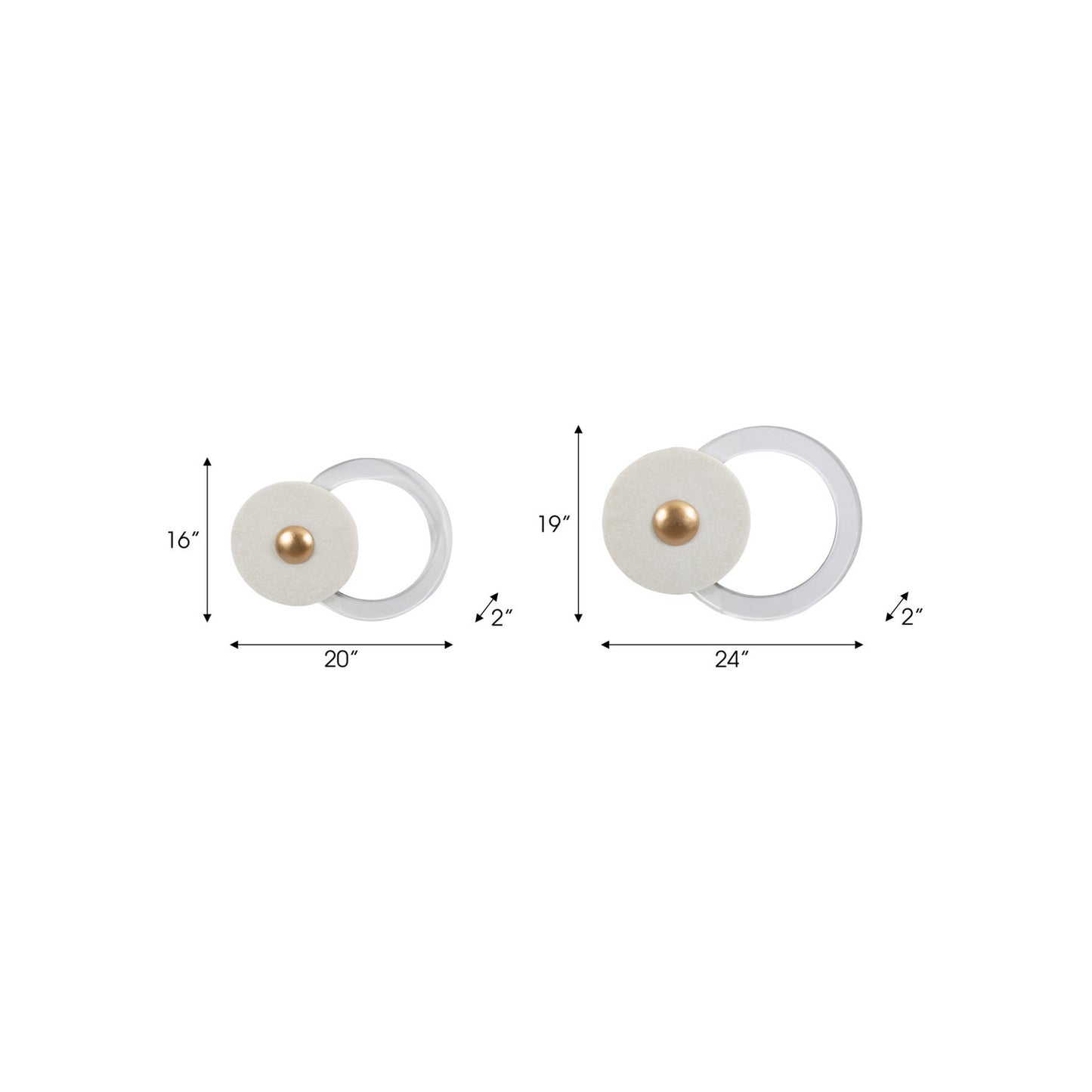 S/2 20/24" VERTIGO ACRYLIC AND QUARTZ WALL DECOR